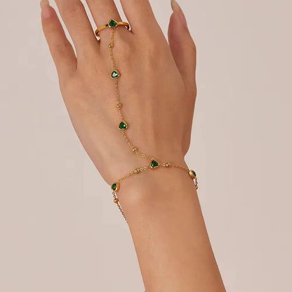 [Topon]Gladys Emerald Heart Hand Chain