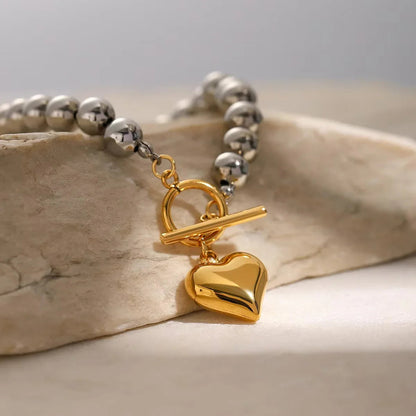 [Topon]Alicia Chunky Bead Heart Bracelet