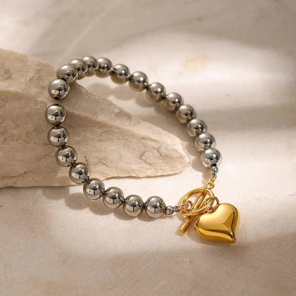 [Topon]Alicia Chunky Bead Heart Bracelet