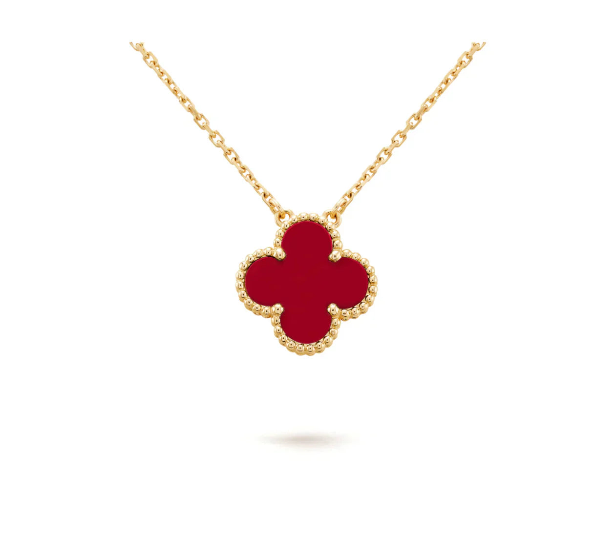 [Topon Jewelry]CLOVER 15MM CARNELIAN SINGLE FLOWER NECKLACE