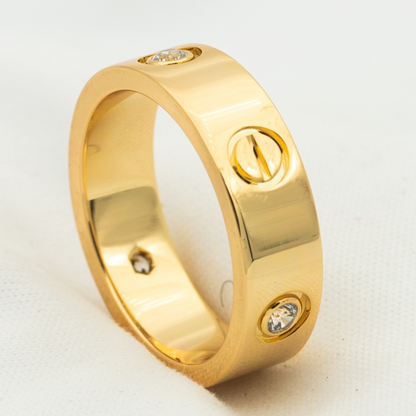 [Topon Jewelry]LOVE RING 5.5MM 3 DIAMONDS PINK GOLD