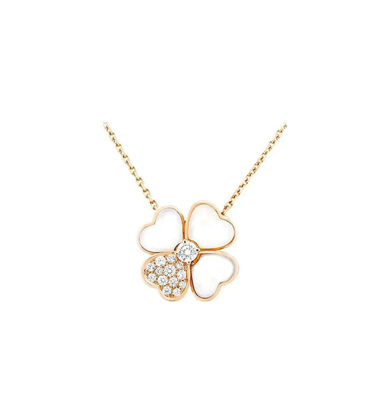 [Topon Jewelry]CLOVER MOP DIAMOND ROSE GOLD NECKLACE