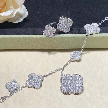 [Topon Jewelry]CLOVER 6 MOTIFS SILVER DIAMOND BRACELET