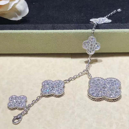 [Topon Jewelry]CLOVER 6 MOTIFS SILVER DIAMOND BRACELET