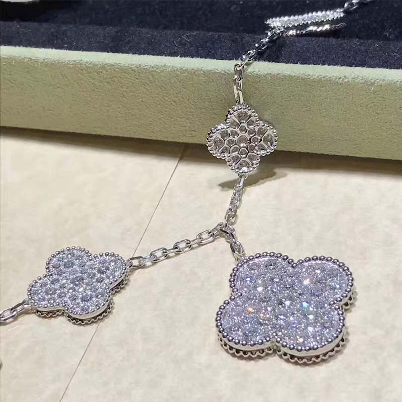 [Topon Jewelry]CLOVER 6 MOTIFS SILVER DIAMOND BRACELET