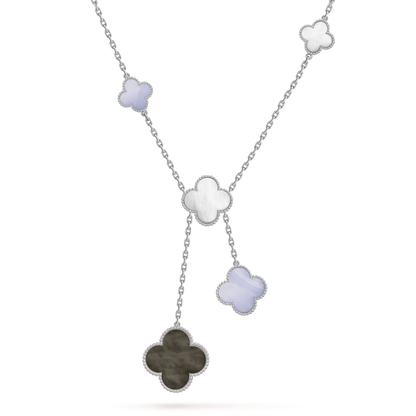 [Topon Jewelry]CLOVER MOP CHALCEDONY NECKLACE SILVER 6 MOTIF