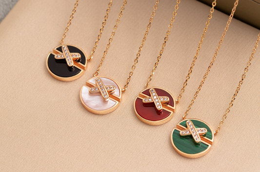 [Topon Jewelry]JEUX DE PINK GOLD DIAMOND NECKLACE