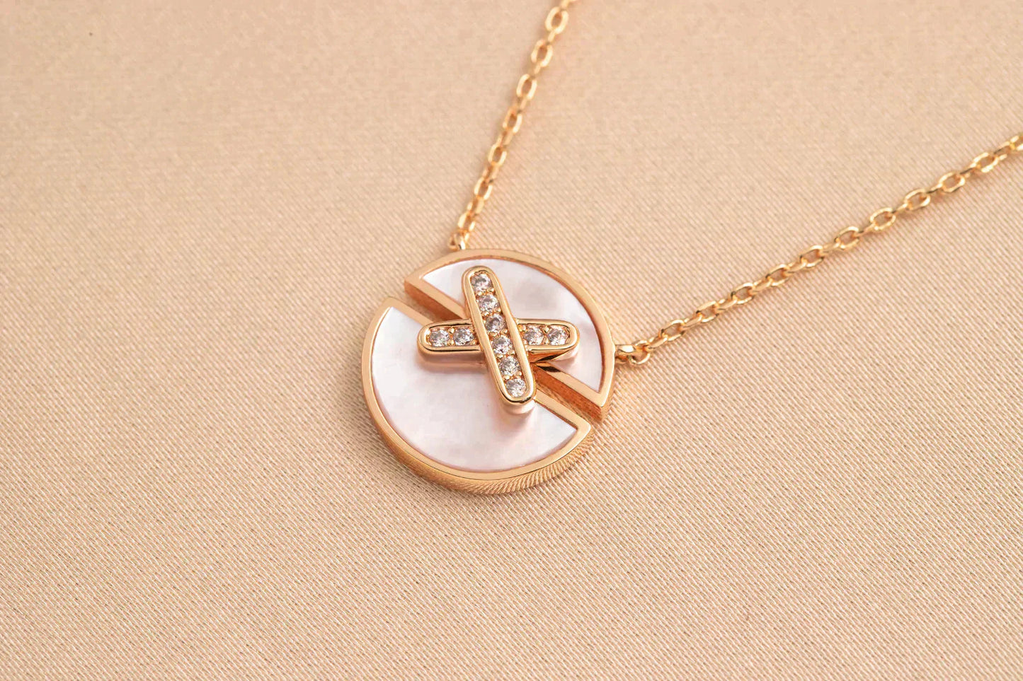 [Topon Jewelry]JEUX DE ROSE GOLD DIAMOND NECKLACE