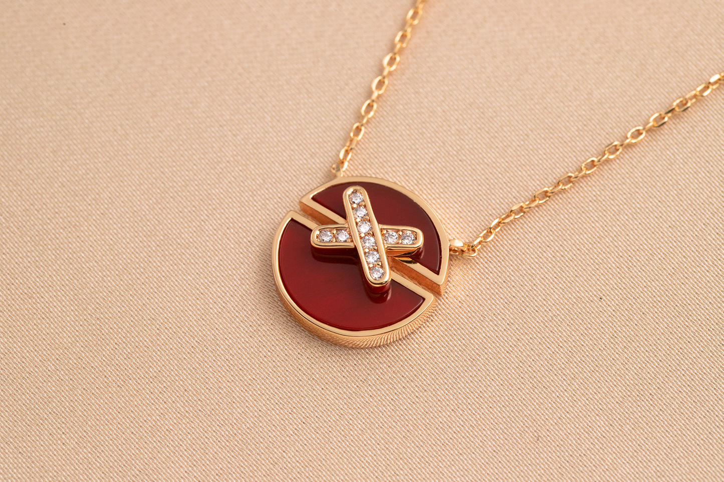 [Topon Jewelry]JEUX DE PINK GOLD DIAMOND NECKLACE