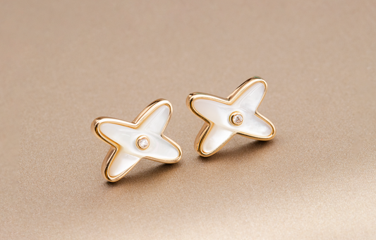 [Topon]JEUX DE WHITE MOP ROSE GOLD DIAMOND EARRINGS