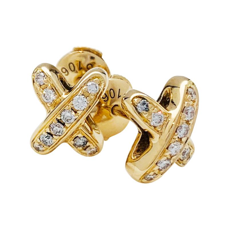 [Topon]JEUX DE GOLD DIAMOND EARRINGS