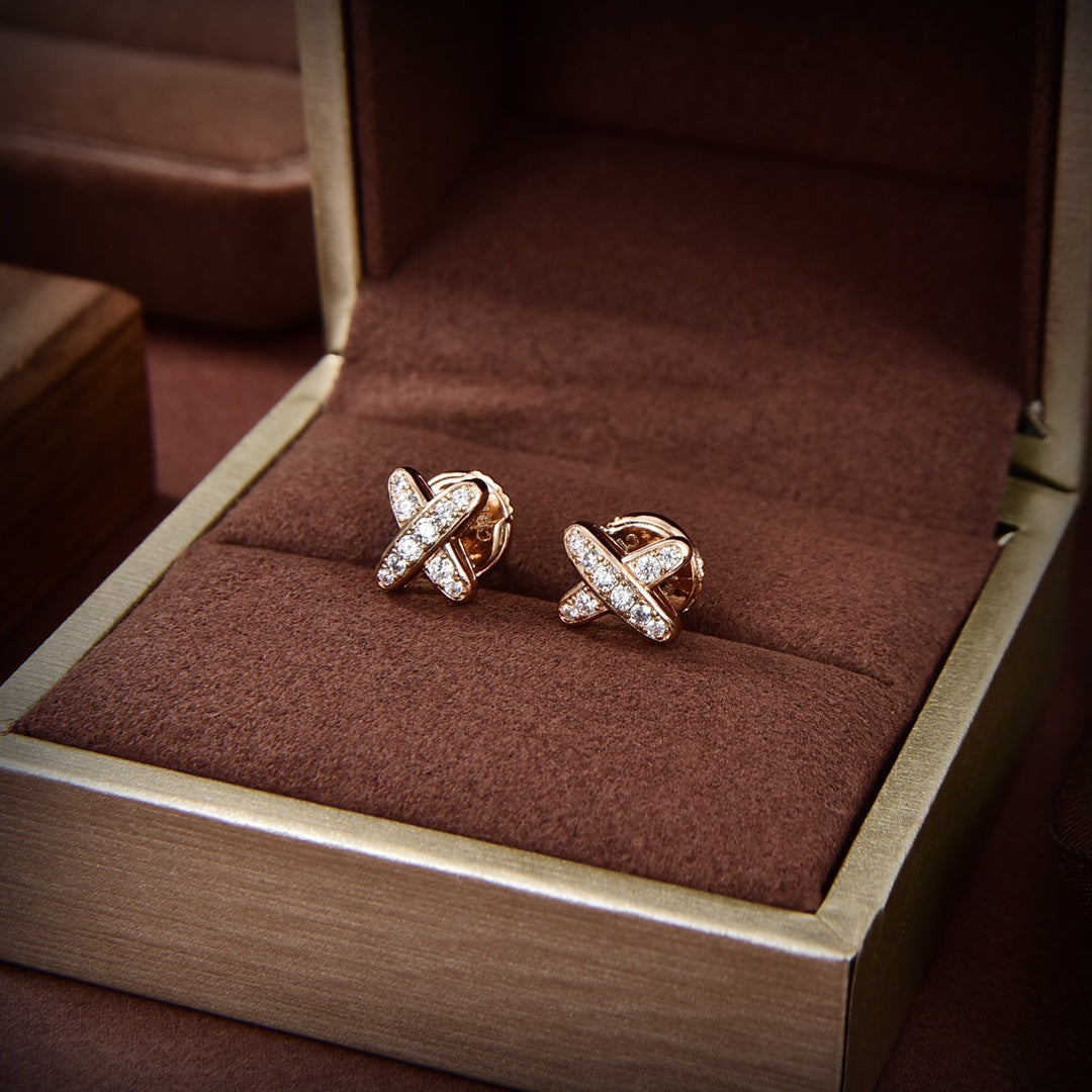 [Topon Jewelry]JEUX DE GOLD DIAMOND EARRINGS