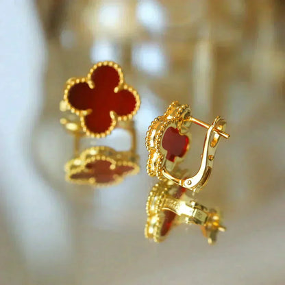 [Topon Jewelry]CLOVER MEDIUM 1 MOTIFS CARNELIAN  EARRINGS