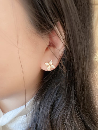 [Topon Jewelry]STAR BLOSSOM STUD EARRINGS PINK GOLD DIAMONDS