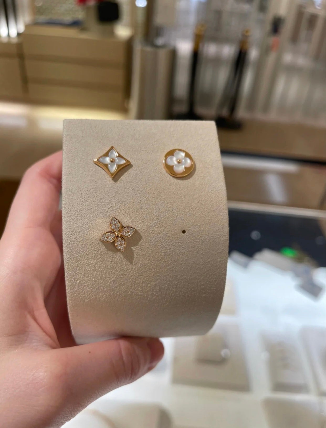 [Topon Jewelry]STAR BLOSSOM STUD EARRINGS PINK GOLD DIAMONDS