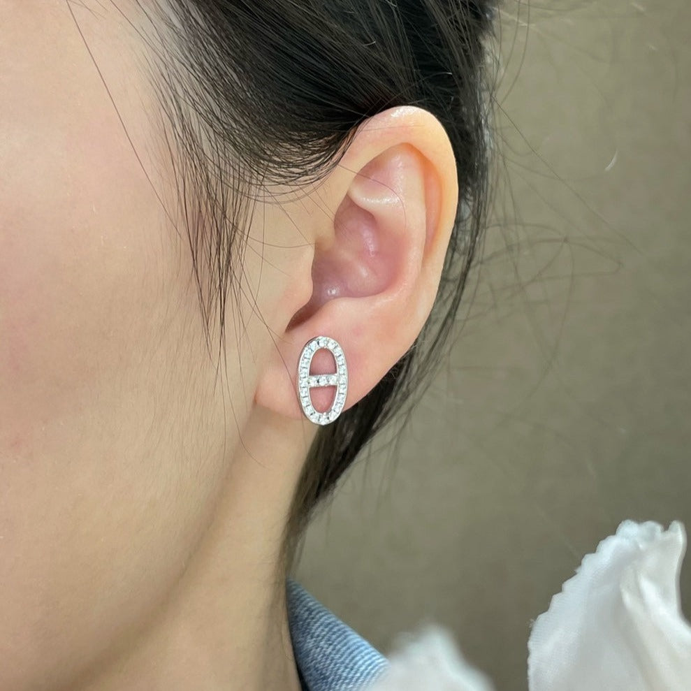 [Topon Jewelry]HM FULL DIAMOND PIG NOSE STUD EARRINGS