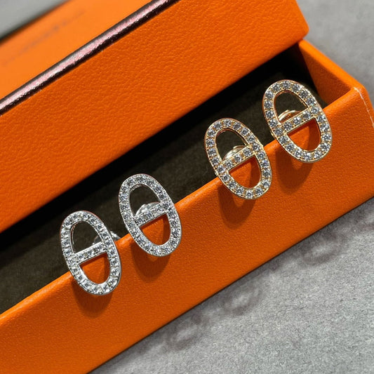 [Topon]HM FULL DIAMOND PIG NOSE STUD EARRINGS