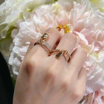 [Topon Jewelry]HM KELLY CLOCHETTE DOUBLE RING IN ROSE GOLD WITH DIAMONDS