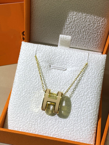 [Topon Jewelry]HM CLIC YELLOW ENAMEL GOLD NECKLACE