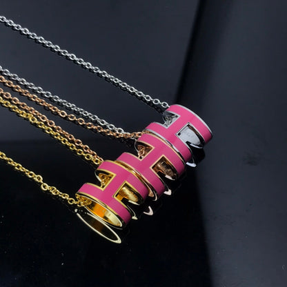 [Topon Jewelry]H NECKLACE PINK