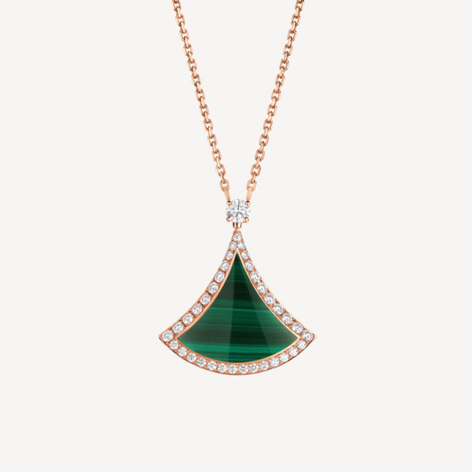 [Topon Jewelry]DREAM MALACHITE DIAMOND PAVED PINK GOLD NECKLACE