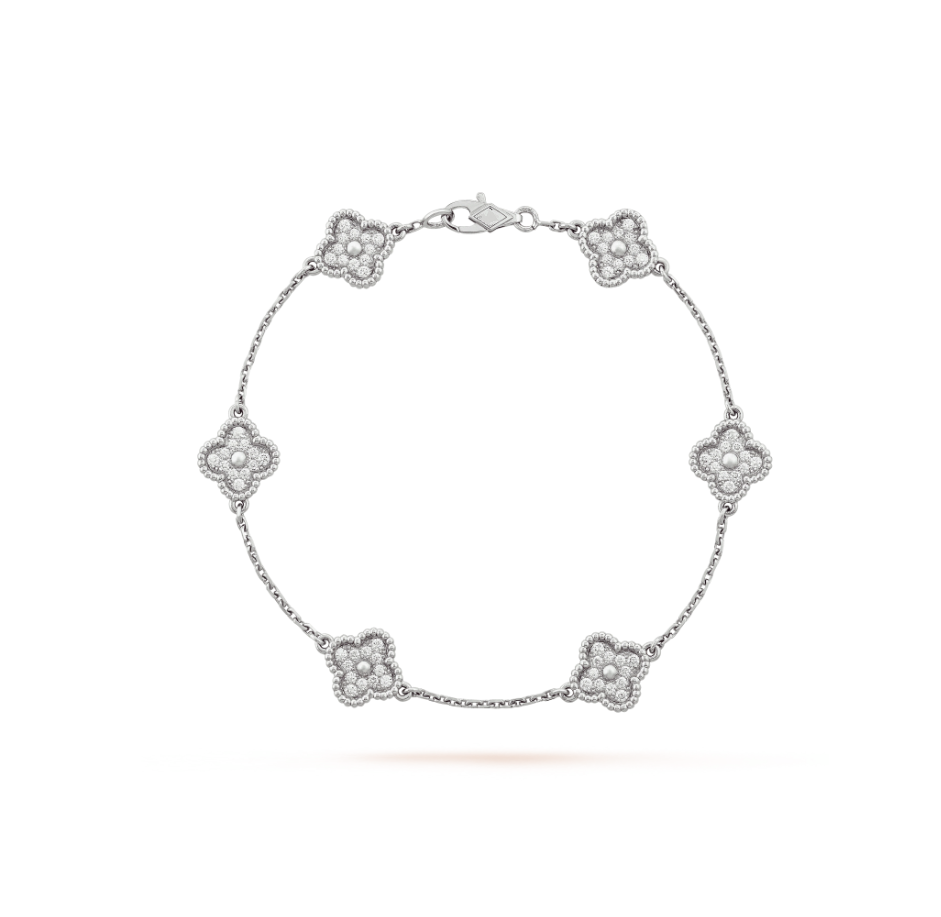 [Topon Jewelry]CLOVER 6 MOTIF SILVER DIAMOND BRACELET