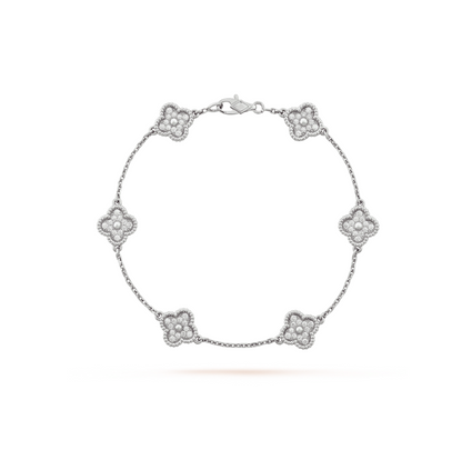 [Topon Jewelry]CLOVER 6 MOTIF SILVER DIAMOND BRACELET