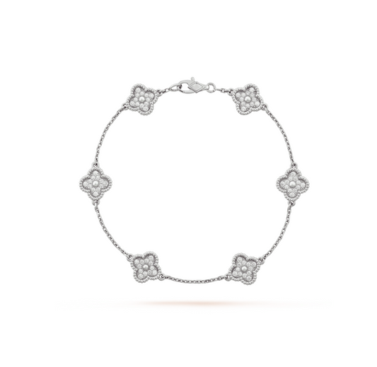 [Topon Jewelry]CLOVER 6 MOTIF SILVER DIAMOND BRACELET