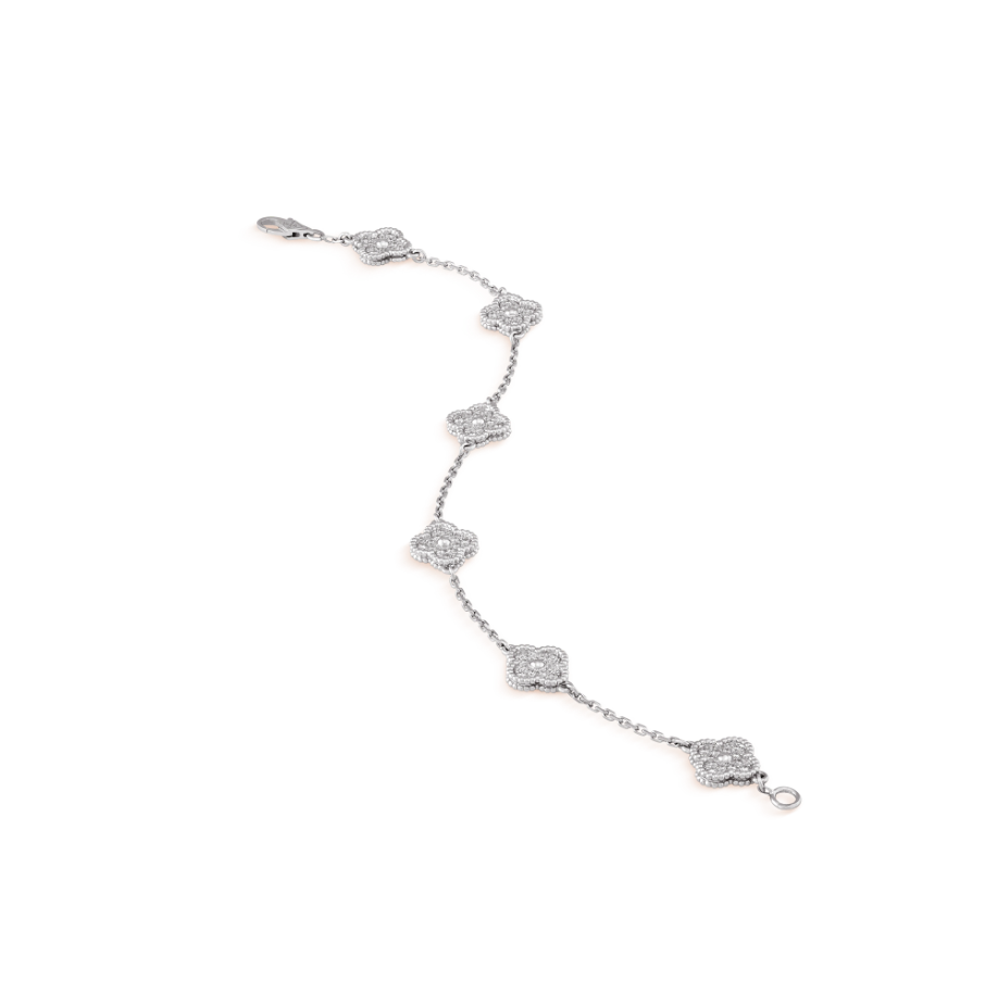 [Topon Jewelry]CLOVER 6 MOTIF SILVER DIAMOND BRACELET