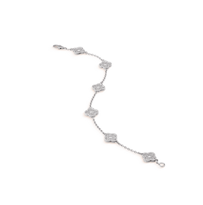 [Topon Jewelry]CLOVER 6 MOTIF SILVER DIAMOND BRACELET