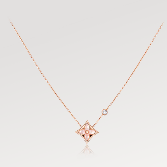 [Topon Jewelry]STAR PINK MOP 1 DIAMOND PINK GOLD NECKLACE