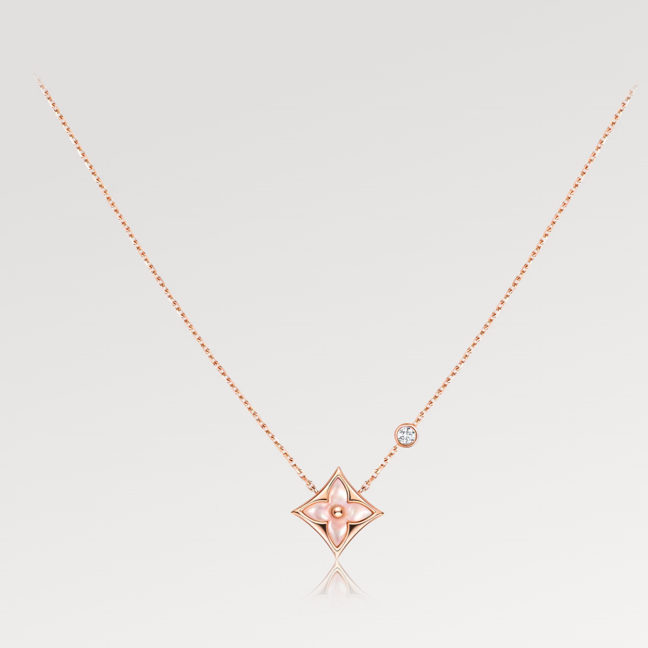 [Topon]STAR PINK MOP 1 DIAMOND PINK GOLD NECKLACE
