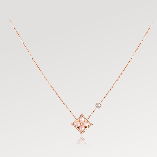 [Topon]STAR PINK MOP 1 DIAMOND PINK GOLD NECKLACE