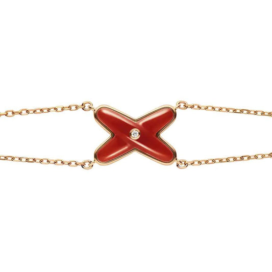 [Topon Jewelry]JEUX BRACELET CARNELIAN PINK GOLD 1 DIAMOND