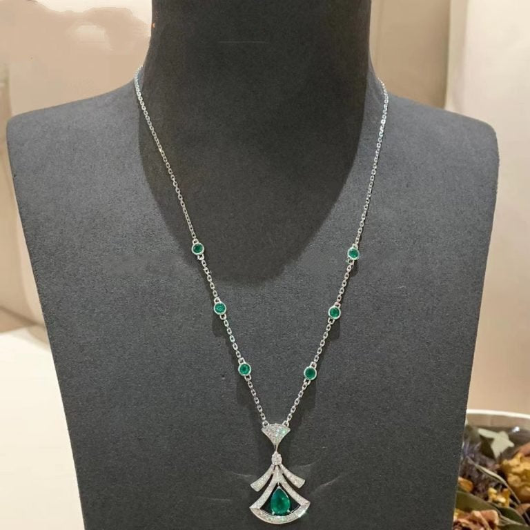 [Topon Jewelry]DREAM NECKLACE MALACHITE DIAMOND SILVER