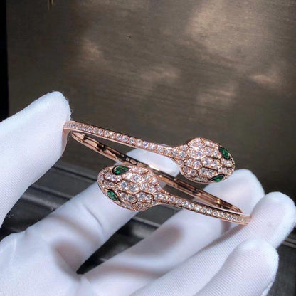 [Topon Jewelry]SERPENTI BRACELET PINK GOLD MALACHITE DIAMOND DOUBLE SNAKE