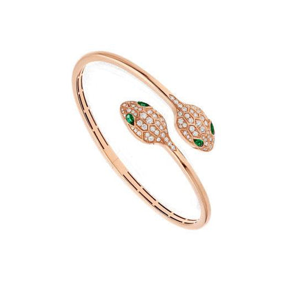 [Topon Jewelry]SERPENTI BRACELET PINK GOLD MALACHITE DIAMOND DOUBLE SNAKE