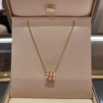 [Topon Jewelry]SERPENTI PINK GOLD NECKLACE DOUBLE RING DIAMOND