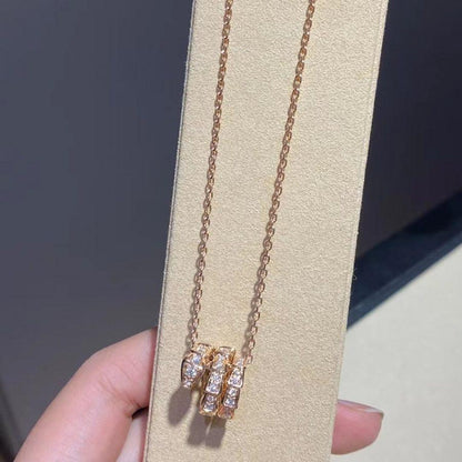 [Topon Jewelry]SERPENTI PINK GOLD NECKLACE DOUBLE RING DIAMOND