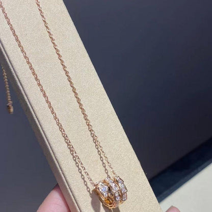 [Topon Jewelry]SERPENTI PINK GOLD NECKLACE DOUBLE RING DIAMOND