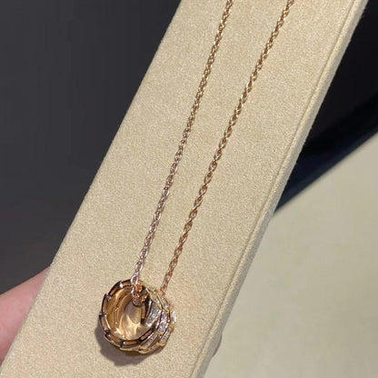 [Topon Jewelry]SERPENTI PINK GOLD NECKLACE DOUBLE RING DIAMOND