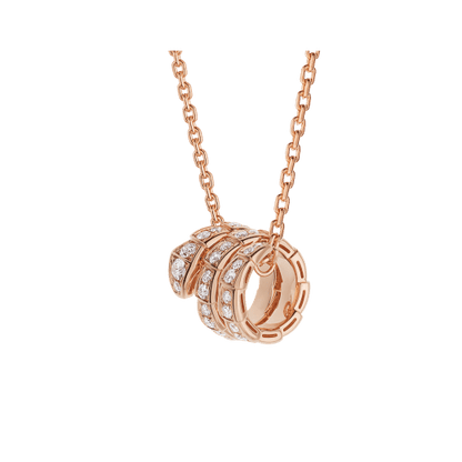 [Topon Jewelry]SERPENTI PINK GOLD NECKLACE DOUBLE RING DIAMOND