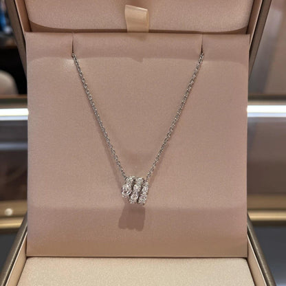 [Topon Jewelry]SERPENTI SILVER NECKLACE DOUBLE RING DIAMOND