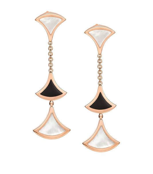 [Topon Jewelry]DREAM EARRINGS 3 MOTIFS ONYX MOP PINK GOLD