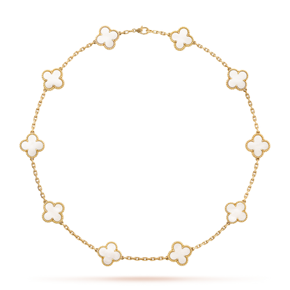 [Topon]CLOVER 10 MOTIFS WHITE MOTHER OF PEARL NECKLACE