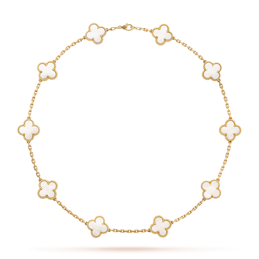 [Topon]CLOVER 10 MOTIFS WHITE MOTHER OF PEARL NECKLACE