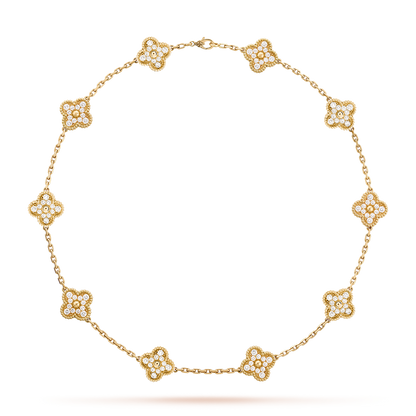 [Topon]CLOVER 10 MOTIFS DIAMOND NECKLACE