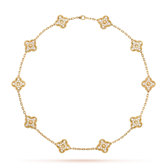 [Topon]CLOVER 10 MOTIFS DIAMOND NECKLACE