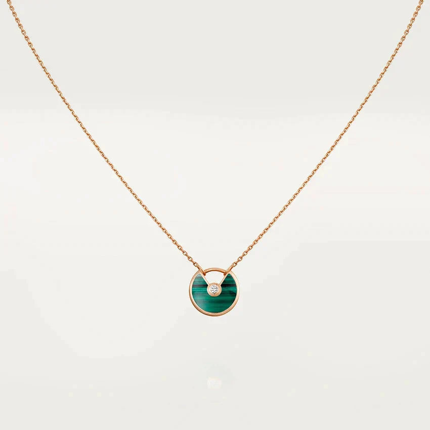 [Topon]AMULETTE ROSE GOLD MALACHITE NECKLACE