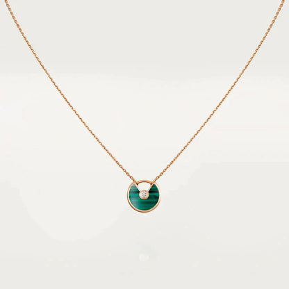 [Topon Jewelry]AMULETTE ROSE GOLD MALACHITE NECKLACE